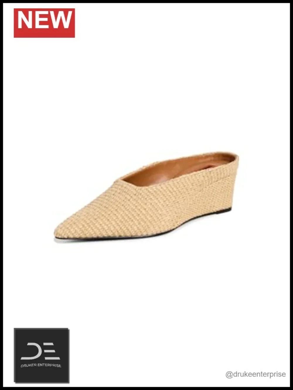 Raffia Wedge Heels - Pointed Toe Slip-On Summer Party Shoes
